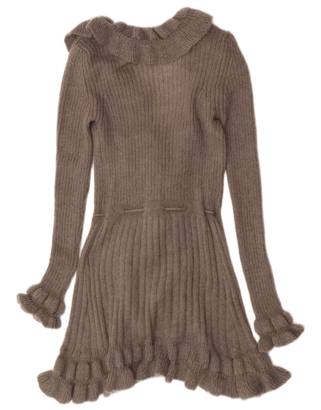 Maglione cardigan sul davanti con volant lungo da donna Northland UK 8 piccolo grigio