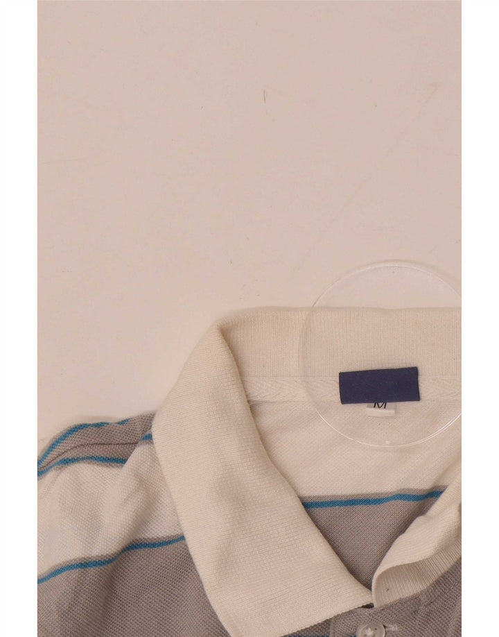 Polo Asics da uomo in cotone a righe bianche medie
