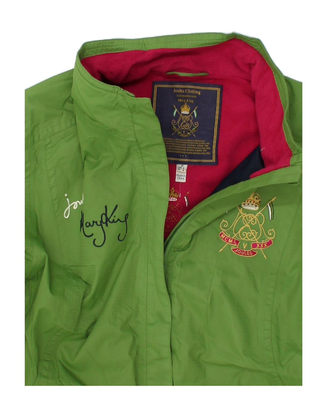 JOULES Womens Graphic Windbreaker Jacket UK 10 Small Green Polyester Vintage Joules and Second-Hand Joules from Messina Hembry 