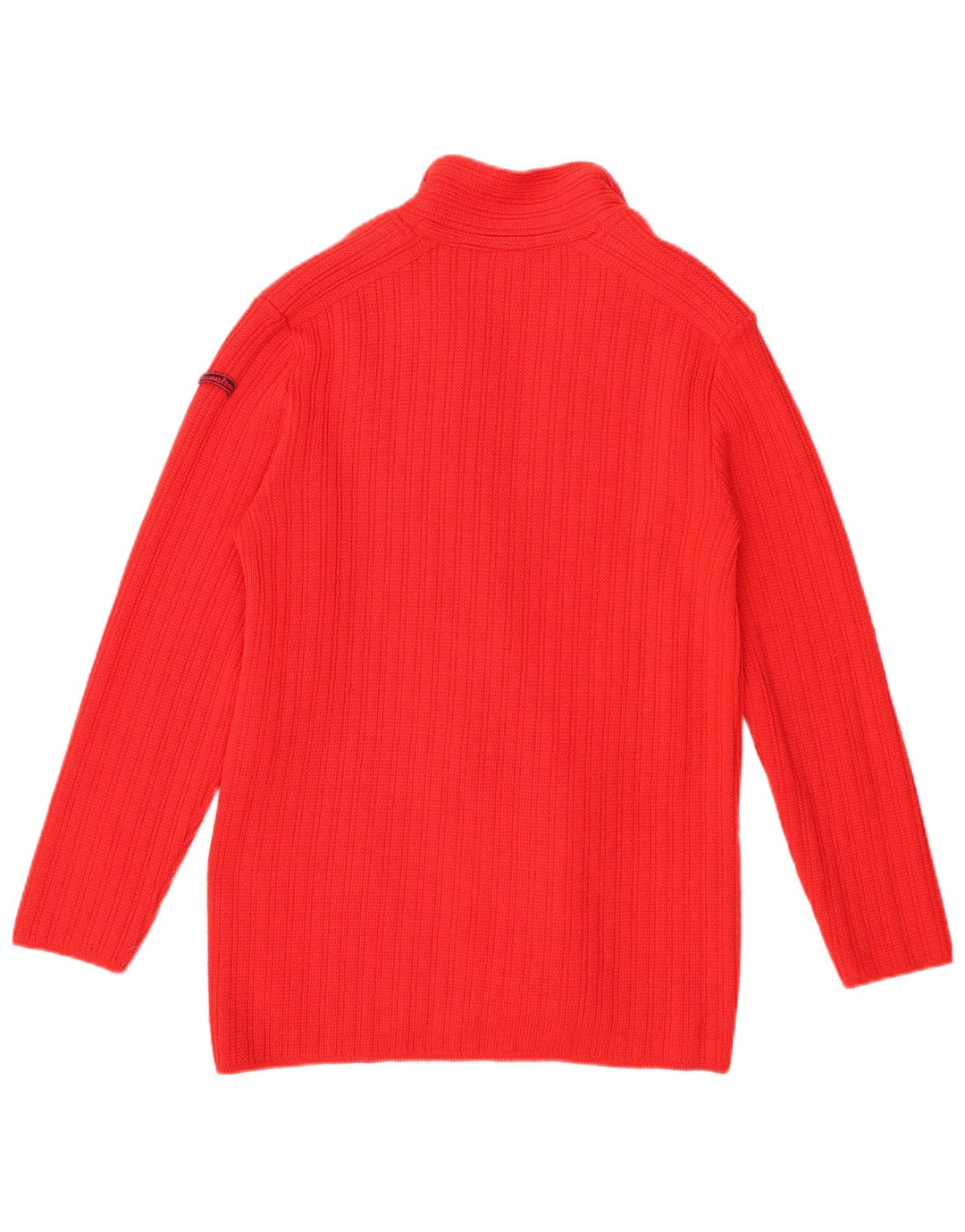 Maglione cardigan da donna vintage US 6 lana vergine rossa media