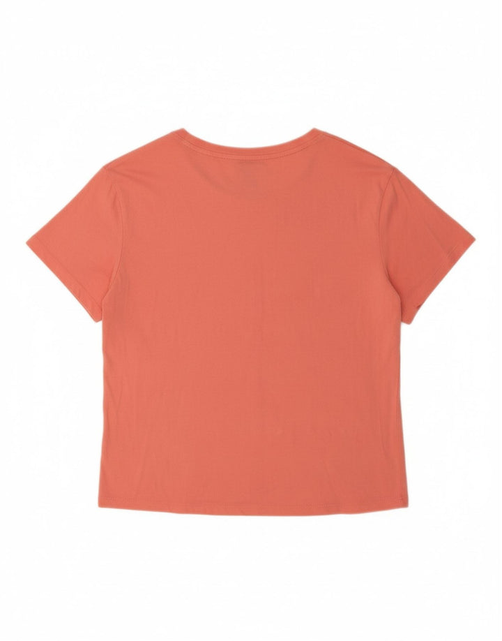REEBOK Womens Graphic T-Shirt Top UK 14 Medium Orange Cotton