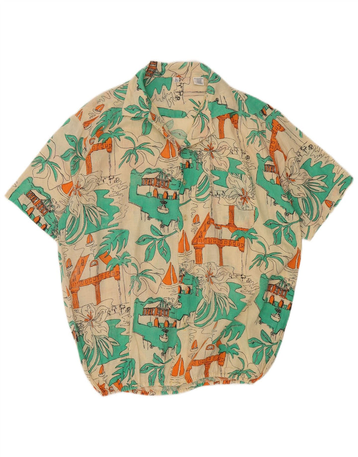 Camicia vintage da uomo con motivo pazzo taglia 41/42 grande hawaiana multicolore