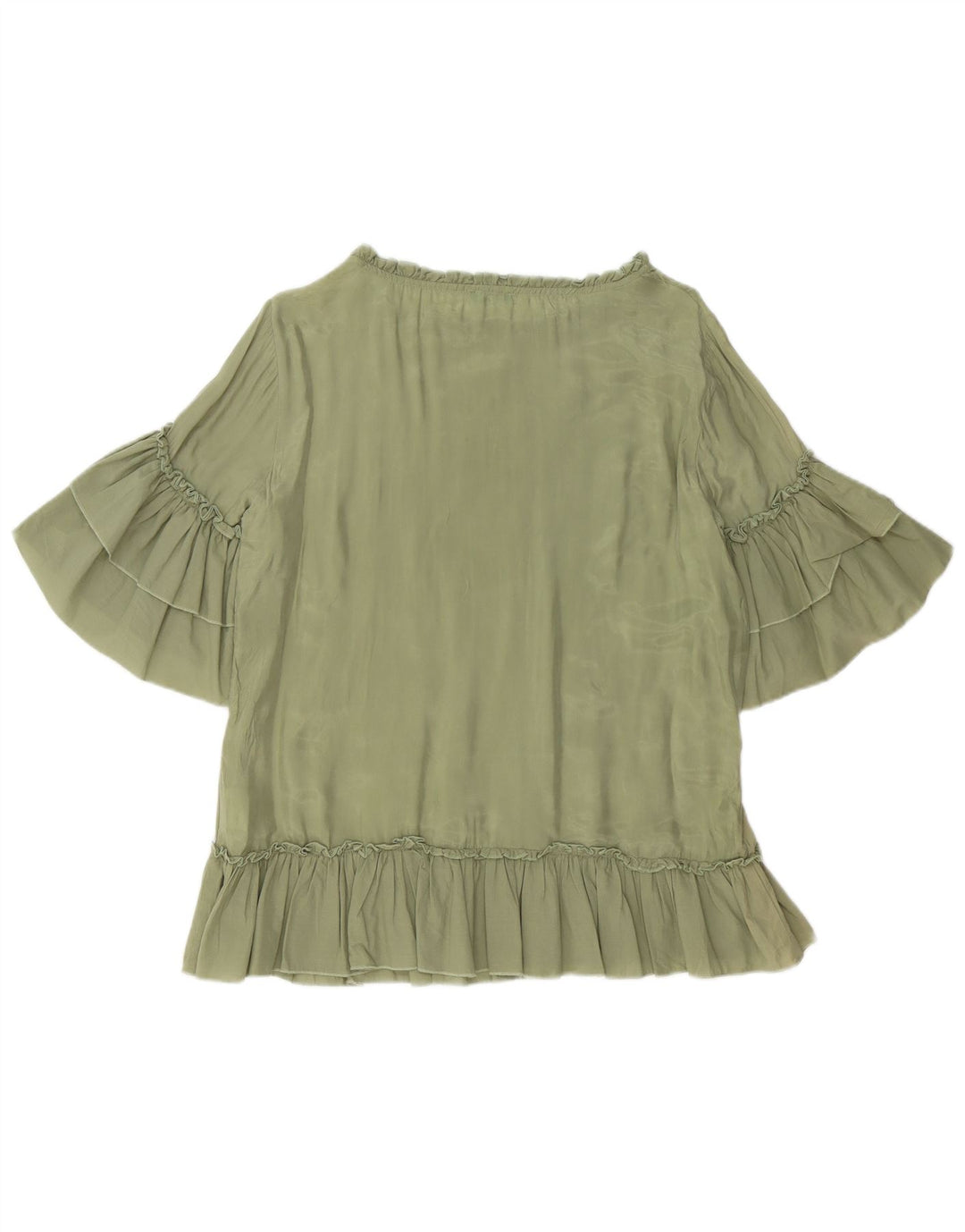 BENETTON Camicetta oversize da donna Top UK 10 Small Green Cupro