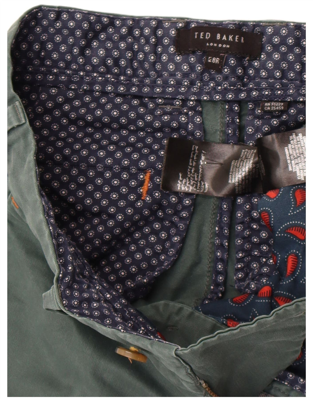 Pantaloni chino slim da uomo Ted Baker W28 L31 cotone verde