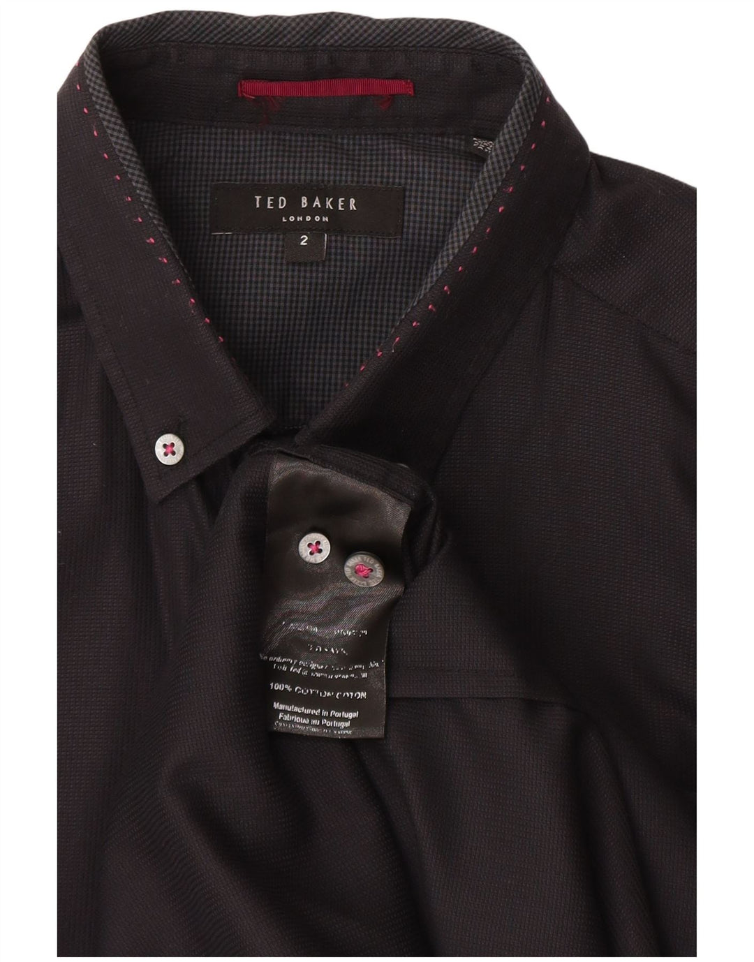 Camicia da uomo Ted Baker taglia 2 piccola in cotone blu navy