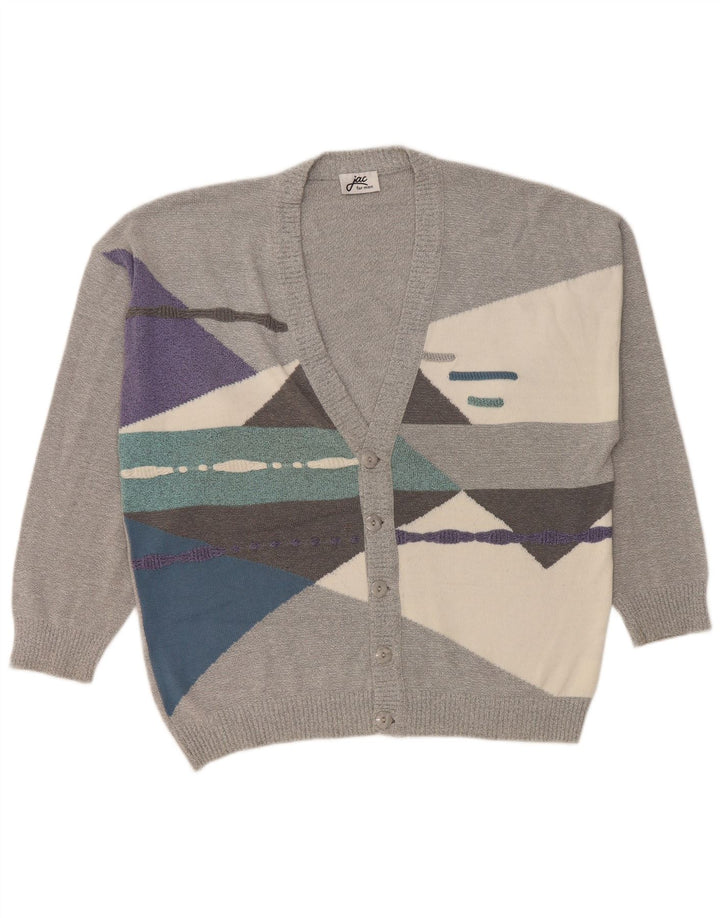 Maglione cardigan da uomo JAC IT 52 Large in cotone color block grigio