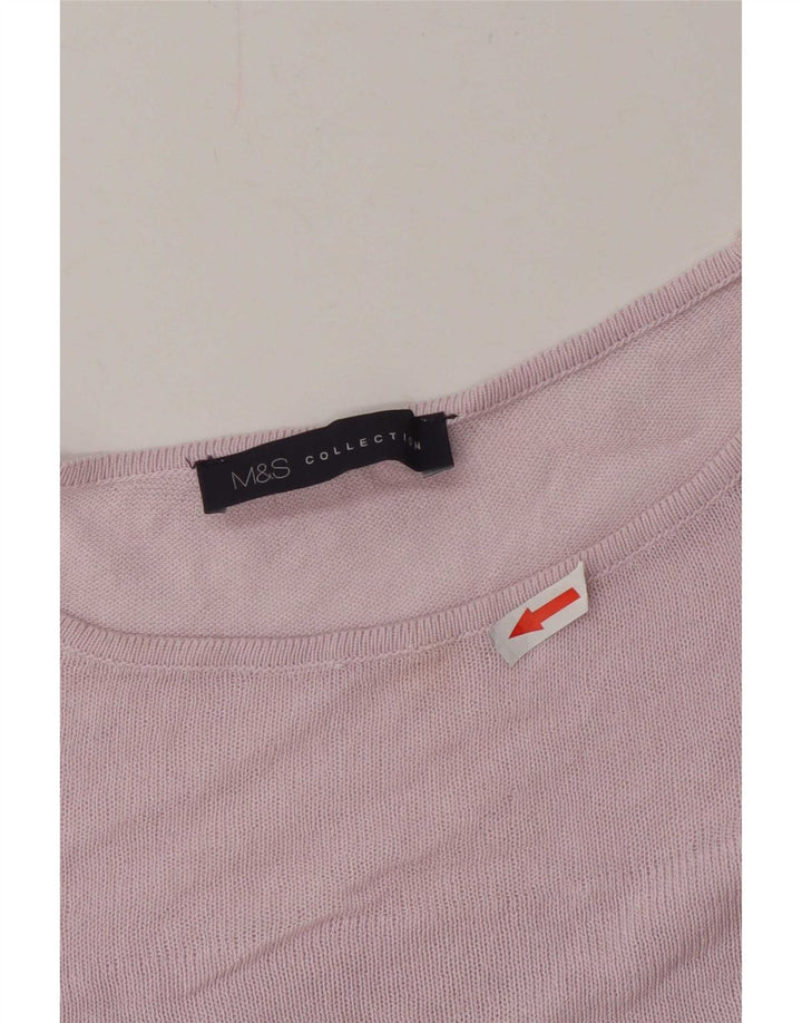 Marks & Spencer Top manica lunga da donna UK 10 piccolo rosa viscosa
