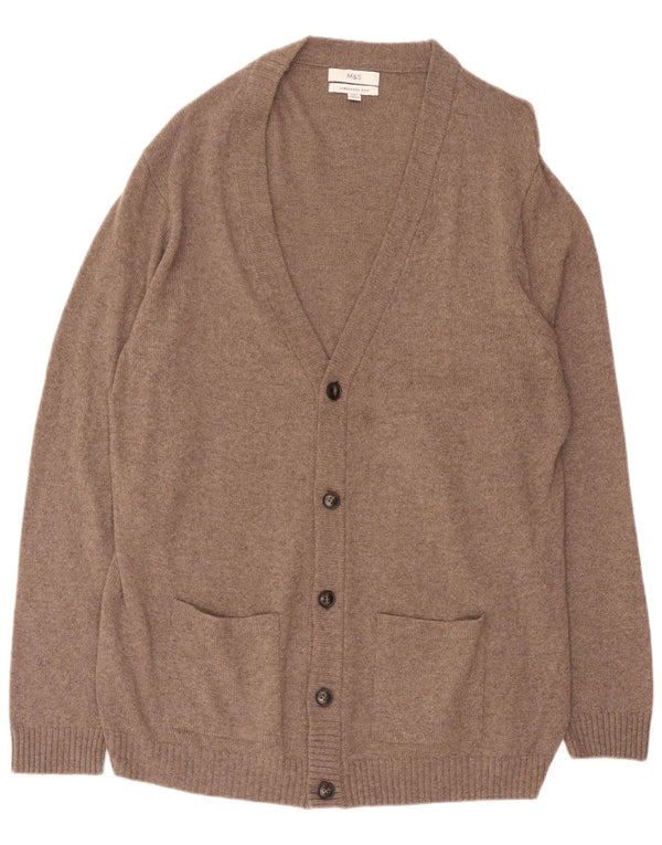 Maglione cardigan da uomo Marks & Spencer 2XL lana screziata marrone