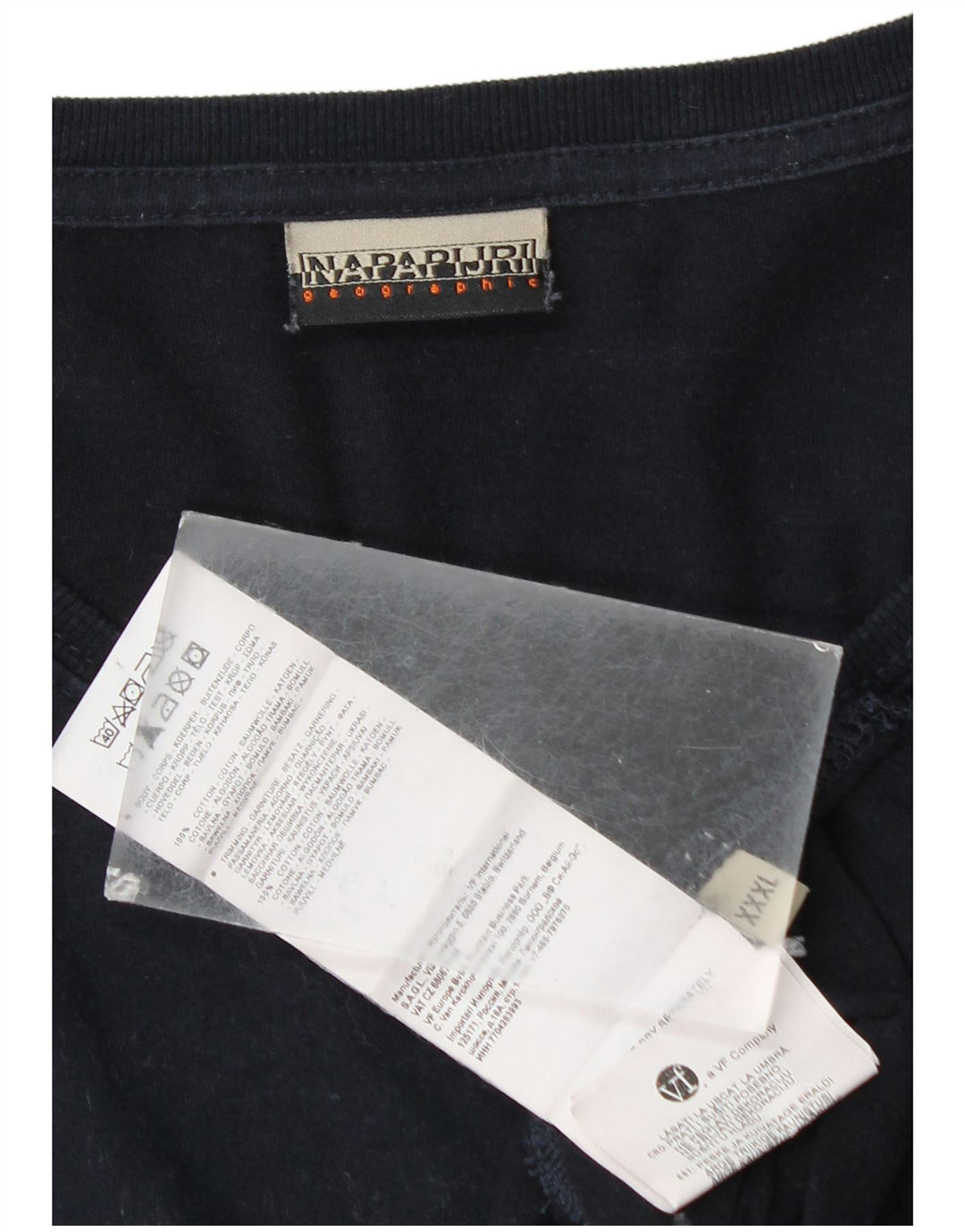 T-shirt grafica geografica da uomo NAPAPIJRI manica lunga 3XL cotone blu navy