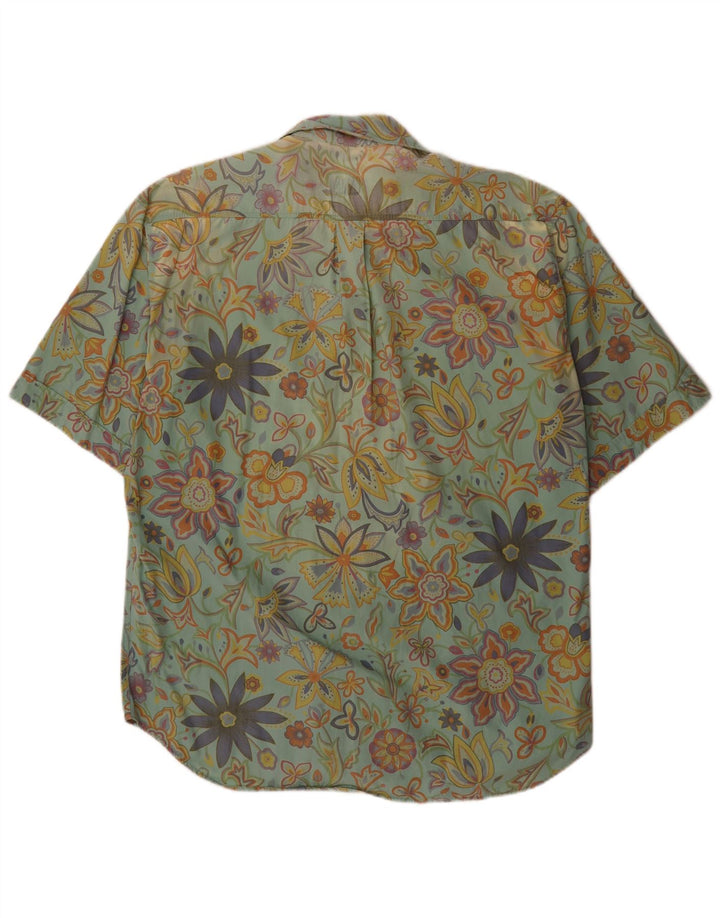 Camicia a maniche corte da uomo Belfe verde medio floreale
