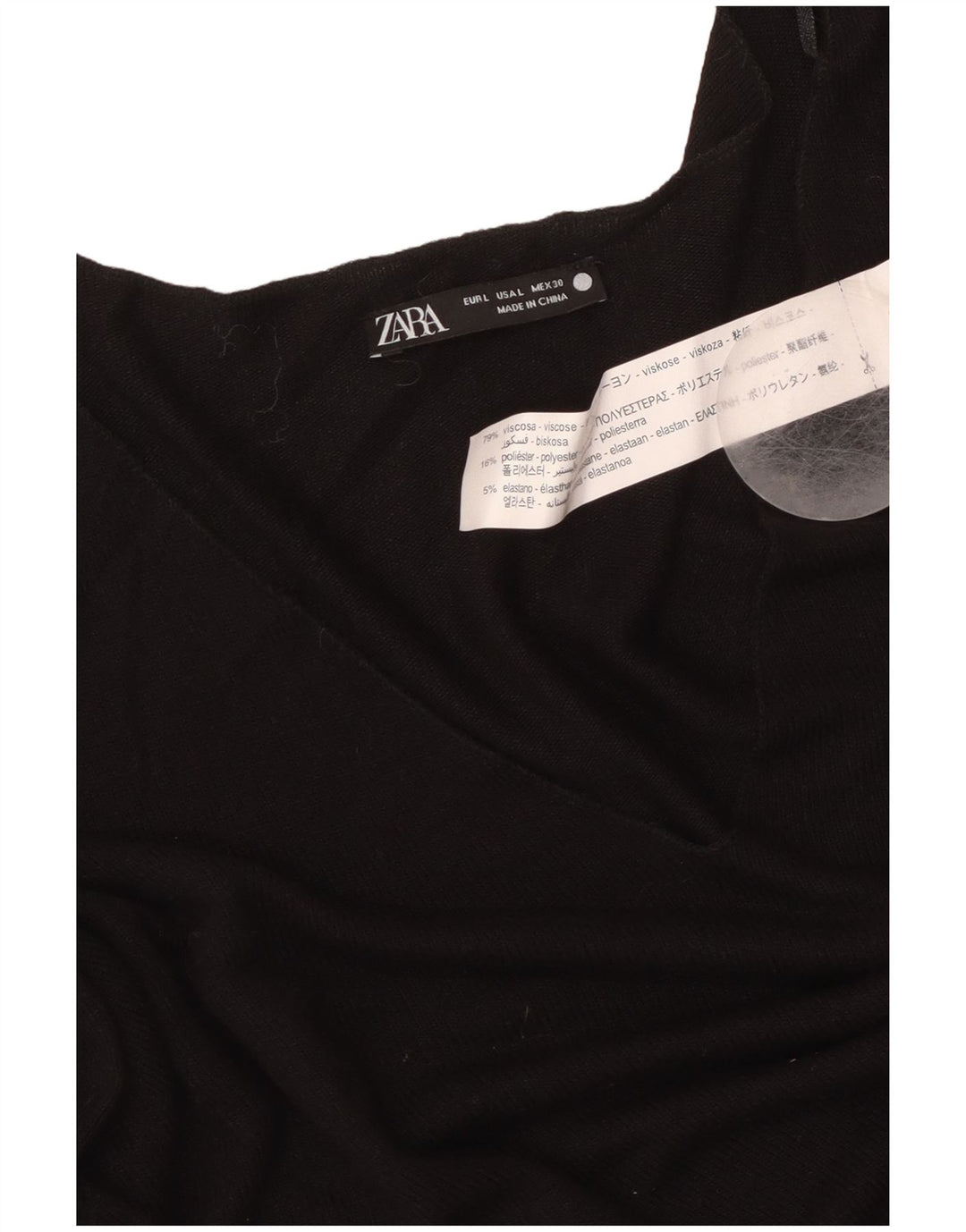 Maglione ZARA da donna con scollo a V UK 16 grande viscosa nera