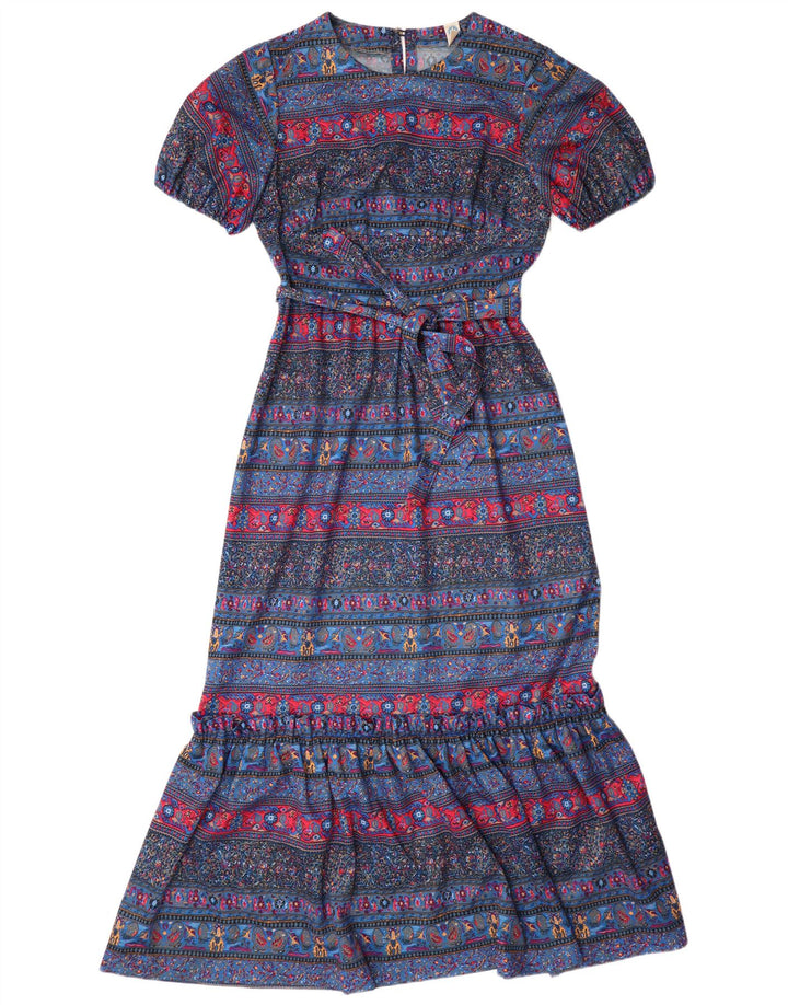 Abito lungo da donna VINTAGE UK 12 Paisley medio multicolore