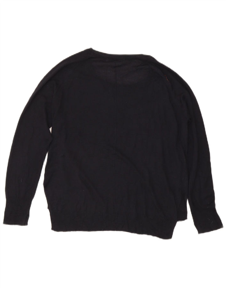 Maglione maglione con scollo a barca da donna Zara UK 14 blu navy medio