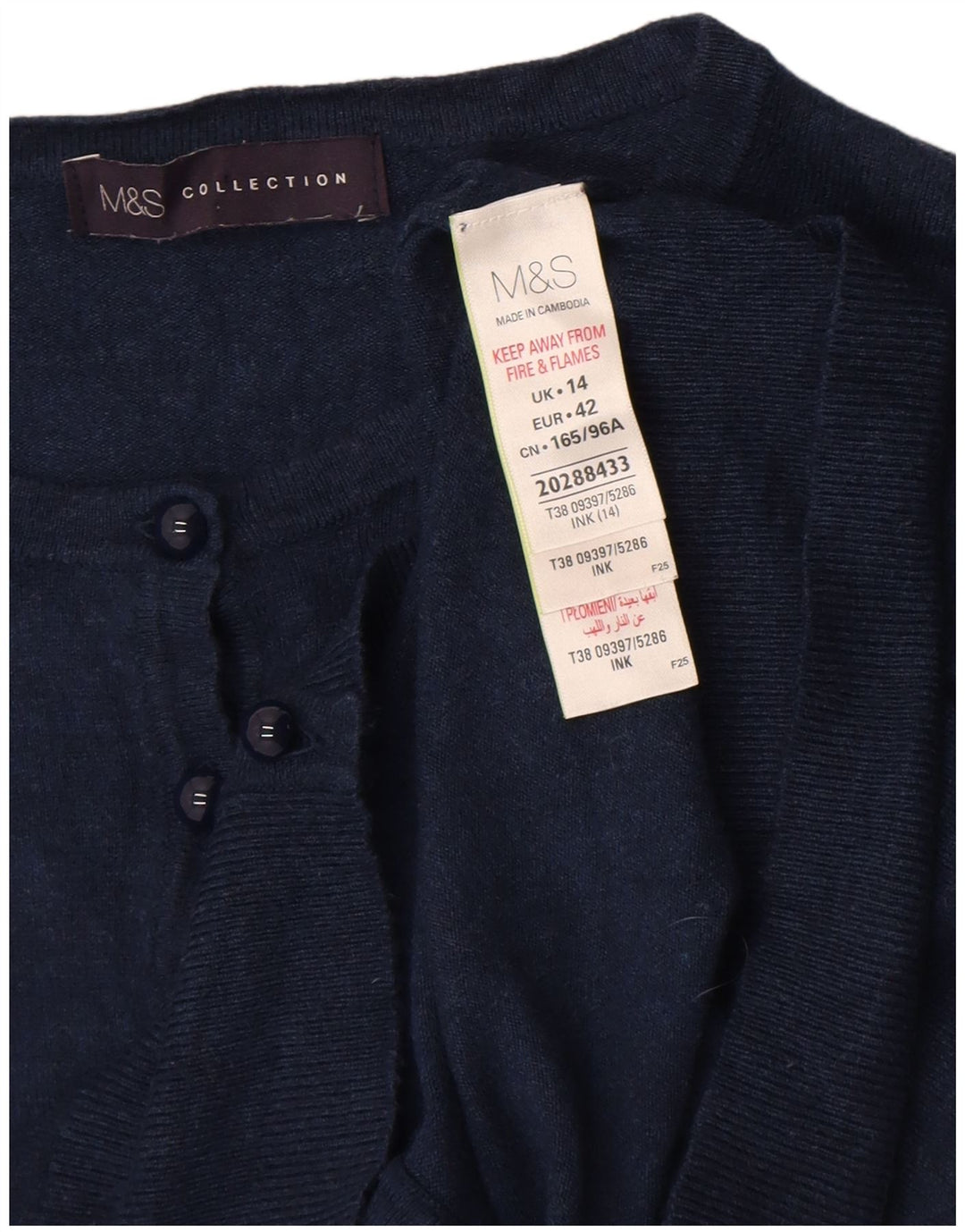 Maglione Bolero da donna Marks & Spencer UK 14 Large in viscosa blu navy