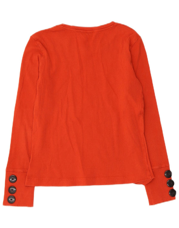 Top corto da donna Zara a maniche lunghe UK 14 grande cotone arancione
