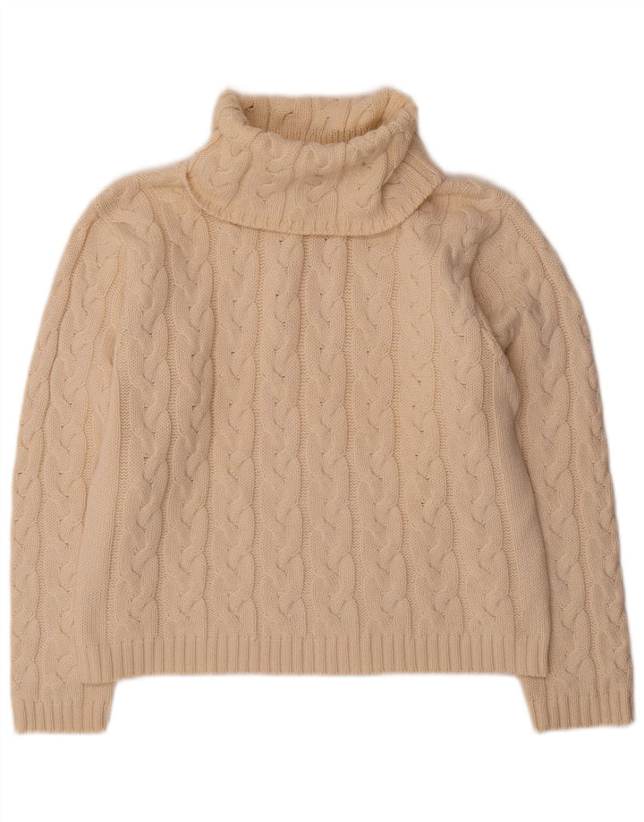 Maglione maglione collo alto da donna Marco Pecci UK 10 piccolo lana bianco sporco