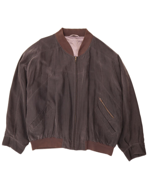 Giubbotto bomber vintage da uomo UK 42 XL in seta marrone