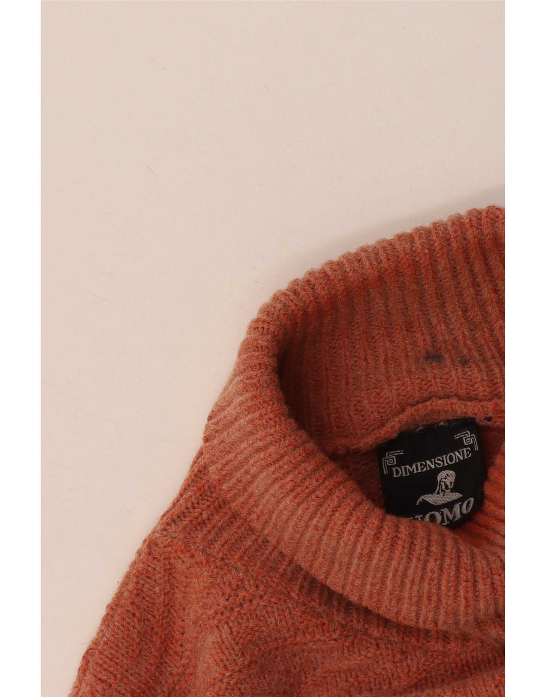 Maglione vintage da uomo con collo alto e collo alto, grande, arancione, Fair Isle