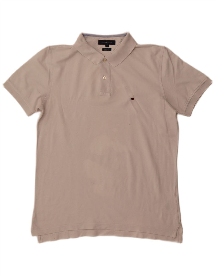 TOMMY HILFIGER Polo da uomo vestibilità regolare grande cotone bianco