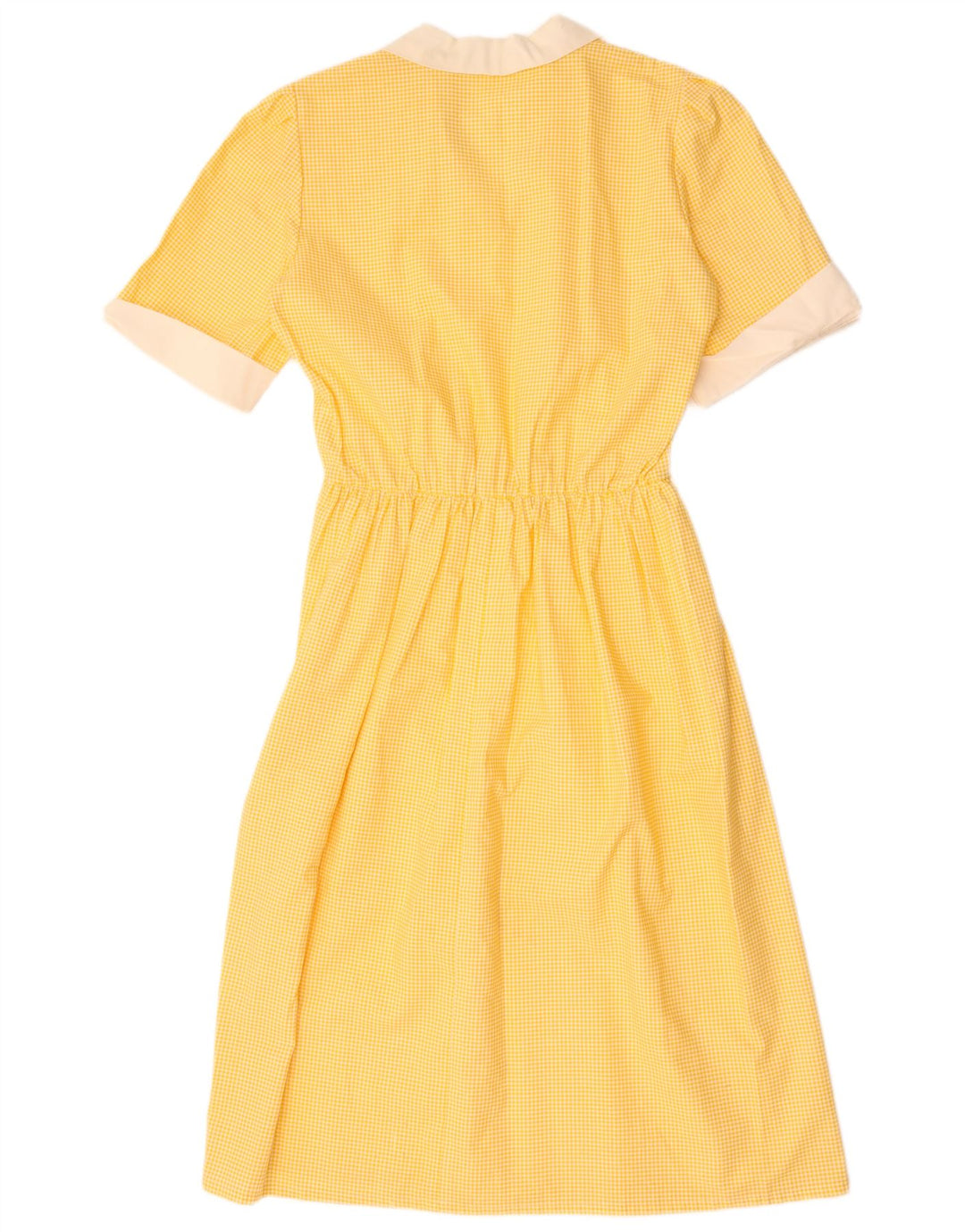 Abito a trapezio da donna vintage UK 12 percalle giallo medio