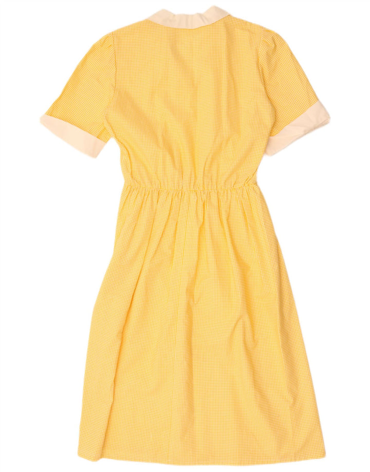 Abito a trapezio da donna vintage UK 12 percalle giallo medio