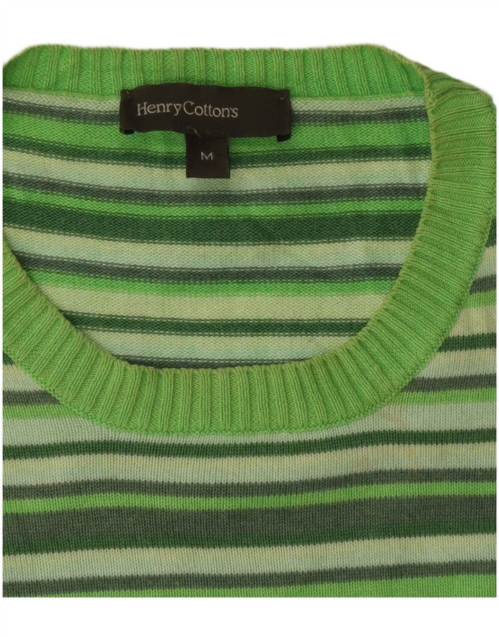 Maglione da uomo girocollo Henry Cottons a righe verde medio