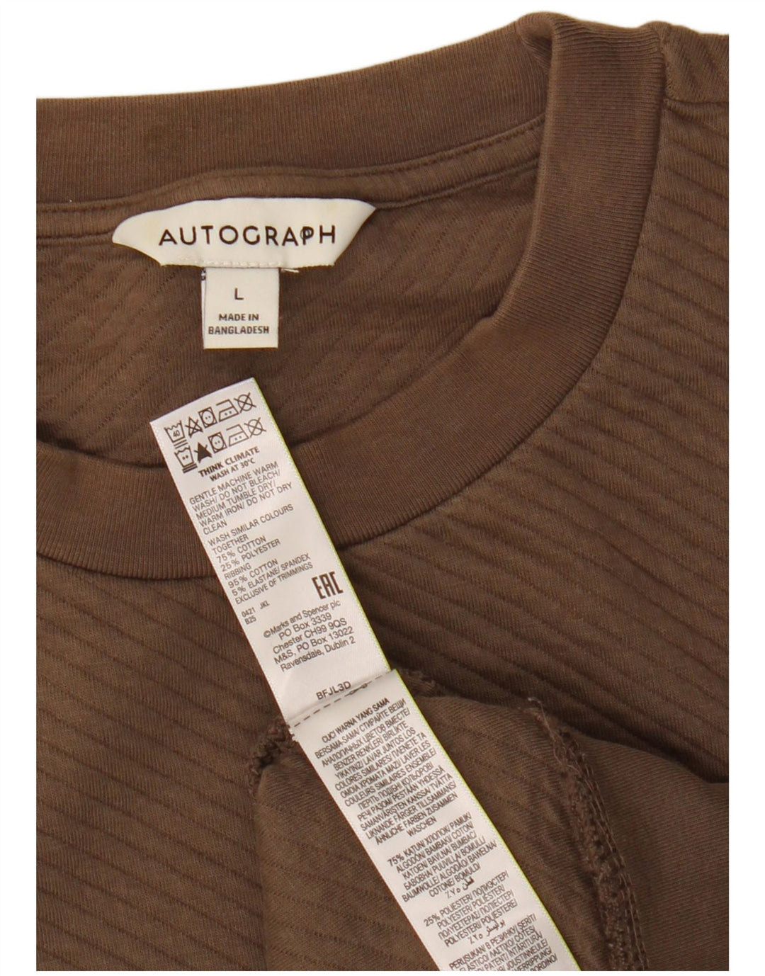 Marks & Spencer - Felpa autografata da uomo, grande, in cotone marrone