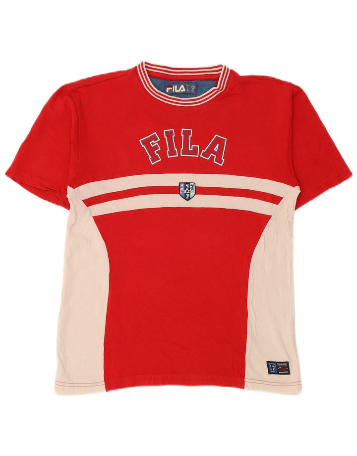 T-shirt grafica da uomo FILA Top Small in cotone color block rosso