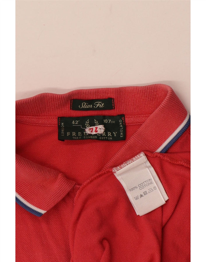 Polo da uomo slim fit Fred Perry in cotone rosso medio