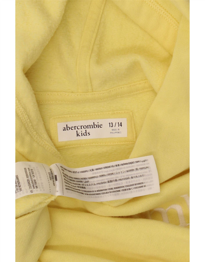 Maglione con cappuccio grafico per ragazze ABERCROMBIE & FITCH 13-14 anni in cotone giallo