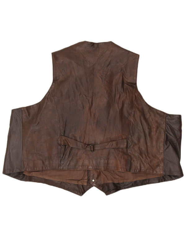 Gilet in pelle da uomo vintage EU 62 6XL Marrone