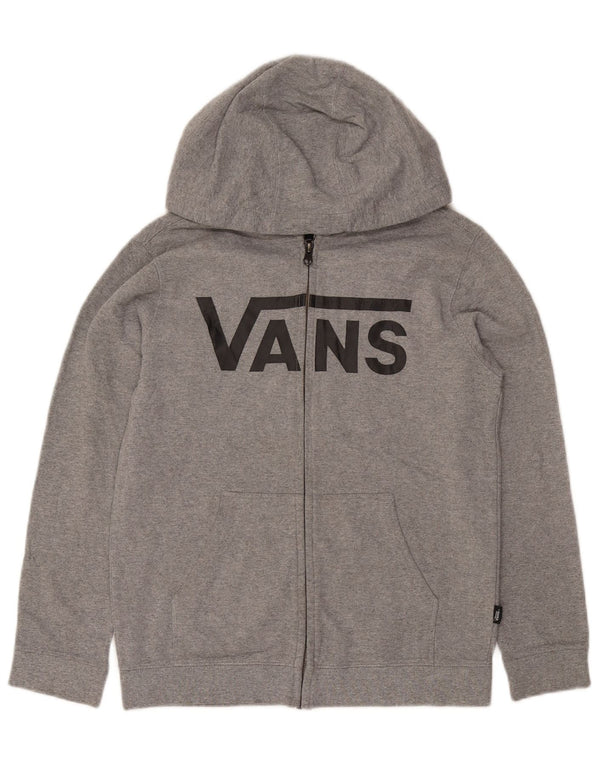 Felpa con cappuccio e zip grafica da donna VANS UK 14 Large in cotone grigio