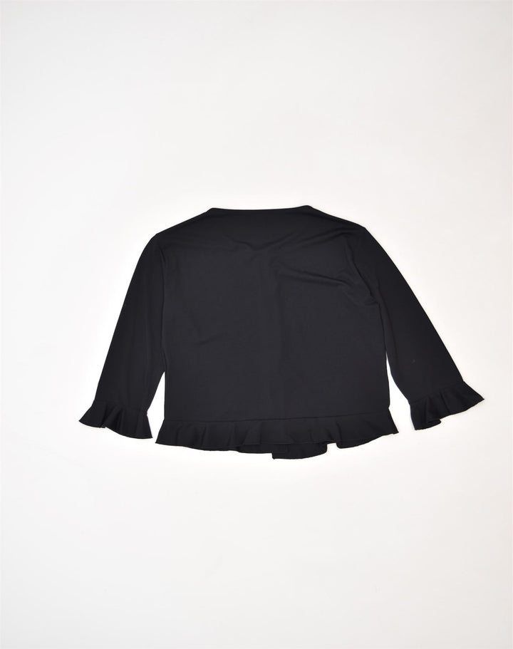 VINTAGE Womens 3/4 Sleeve Shirt Blouse UK 12 Medium Black Nylon | Vintage | Thrift | Second-Hand | Used Clothing | Messina Hembry 