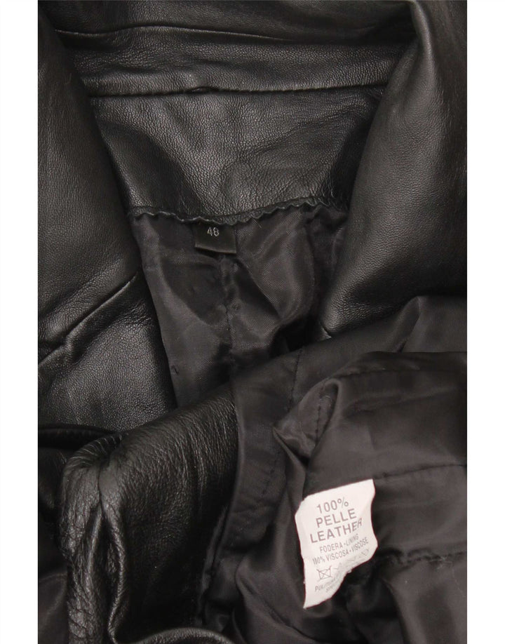 Cappotto in pelle vintage da donna IT 48 XL Nero