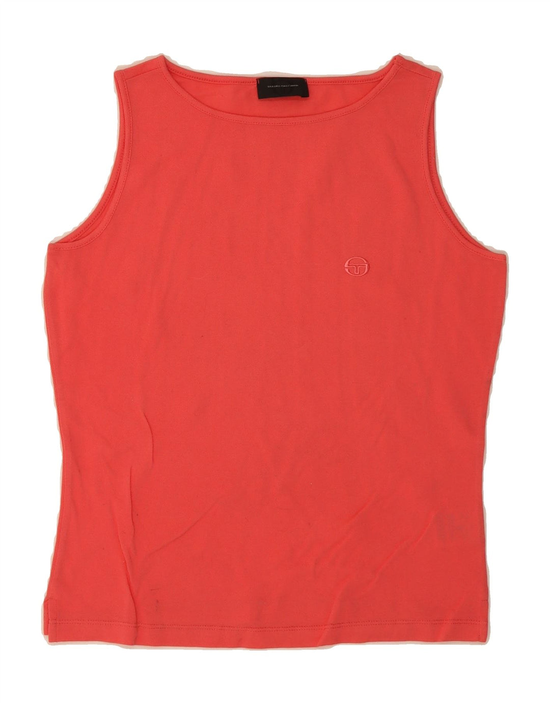 SERGIO TACCHINI Womens Oversized Vest Top UK 10 Small Red Cotton Vintage Sergio Tacchini and Second-Hand Sergio Tacchini from Messina Hembry 
