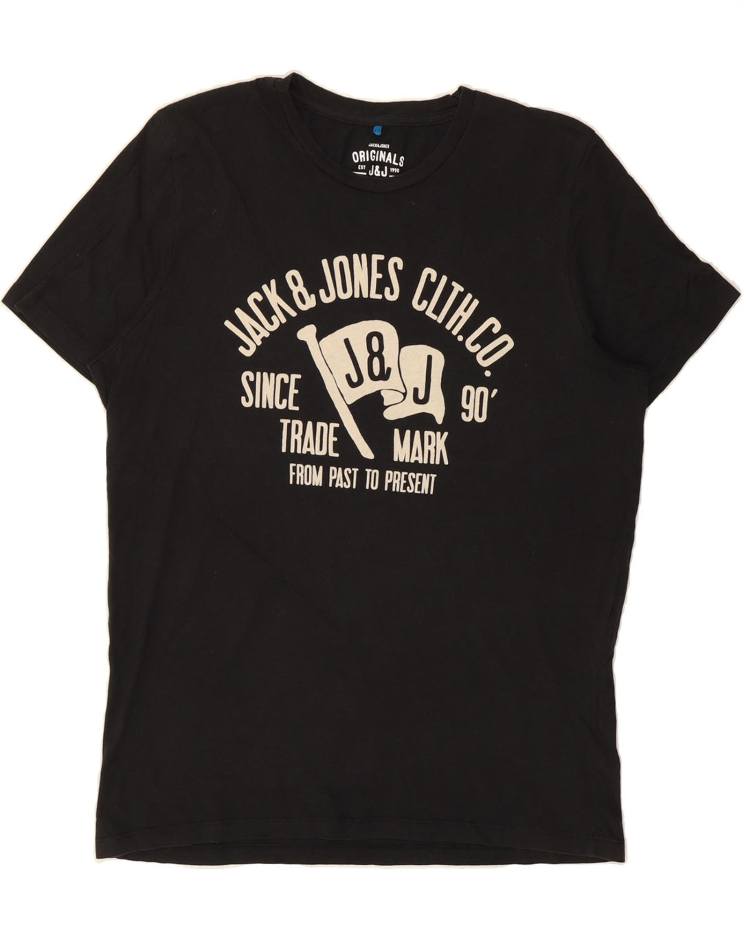 JACK & JONES Mens Graphic T-Shirt Top Large Black Cotton Vintage Jack & Jones and Second-Hand Jack & Jones from Messina Hembry 