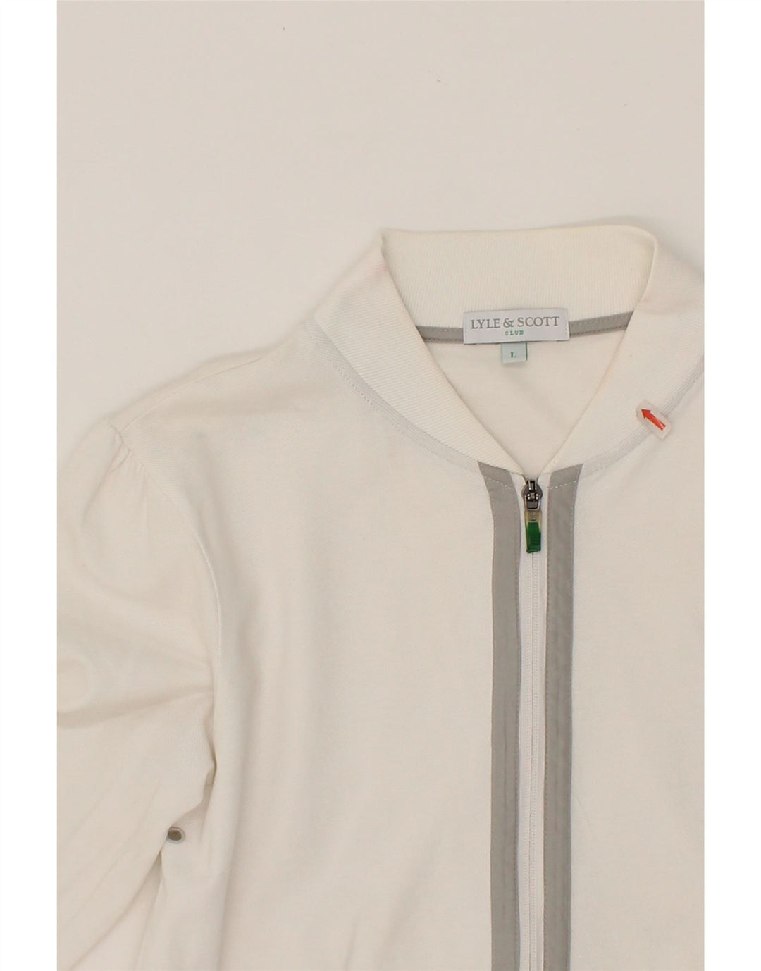 LYLE & SCOTT Womens Tracksuit Top Jacket UK 16 Large White Cotton Vintage Lyle & Scott and Second-Hand Lyle & Scott from Messina Hembry 