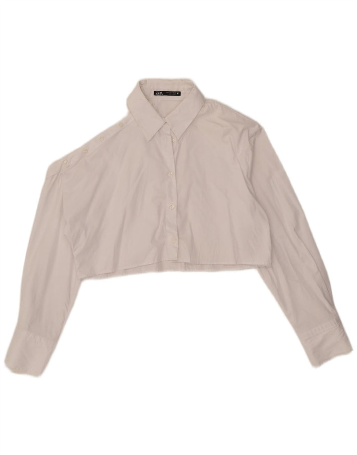 Camicetta corta oversize da donna Zara UK 10 piccola in cotone bianco