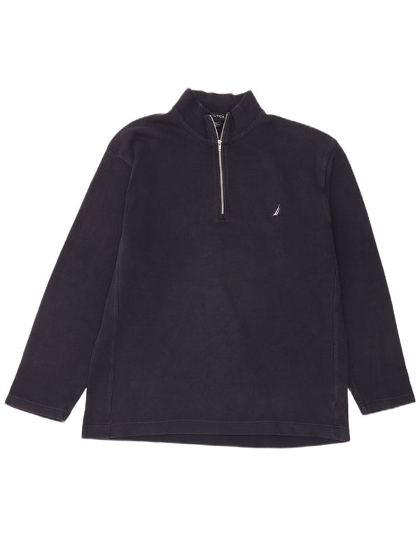 Nautica Top da uomo con zip 1/4 a maniche lunghe XL in cotone blu navy