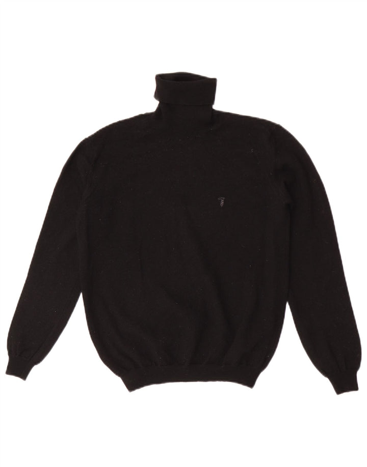 Maglione da donna Trussardi corto con collo alto UK 8 piccolo nero