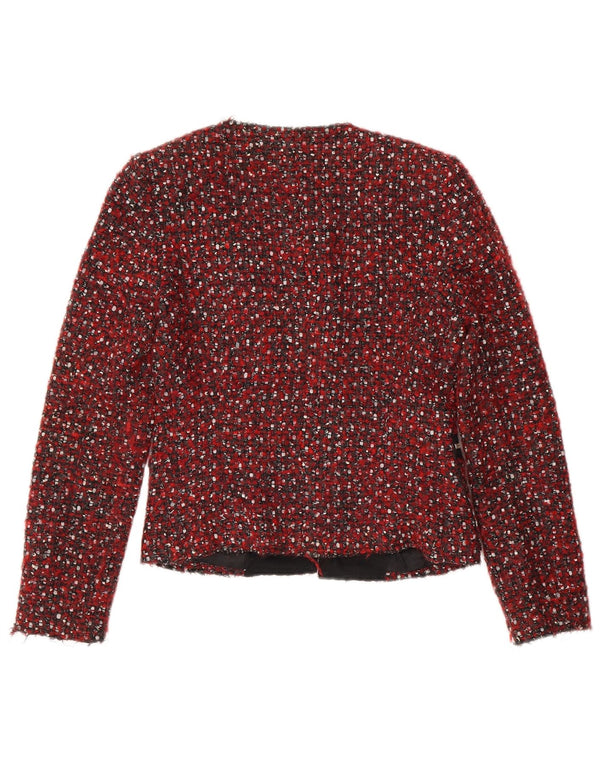 Giacca blazer corta da donna Zara UK 10 piccola rossa chiazzata moderna