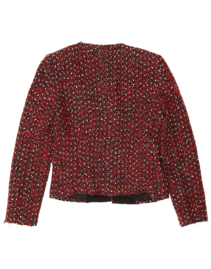 Giacca blazer corta da donna Zara UK 10 piccola rossa chiazzata moderna