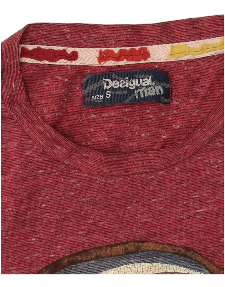 Desigual Maglietta grafica da uomo Top Small Maroon Flecked