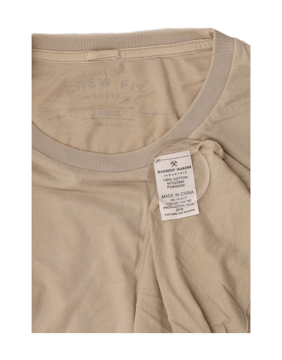 T-shirt da uomo vintage Top grande in cotone beige