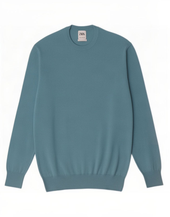 Maglione maglione girocollo da uomo Zara blu medio