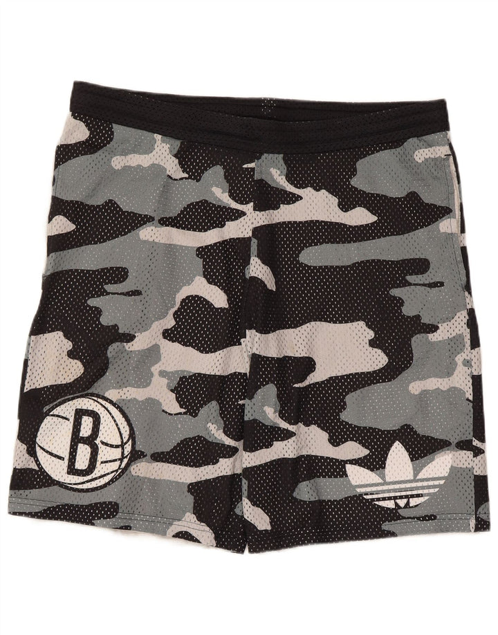 Pantaloncini sportivi Adidas da uomo con grafica grafica media in poliestere mimetico nero
