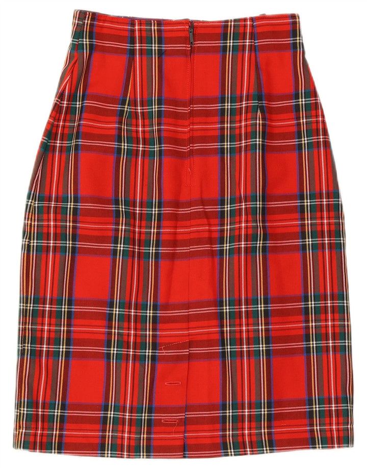 Gonna a tubino vintage da donna UK 9/10 piccola W26 in poliestere a quadri rossi