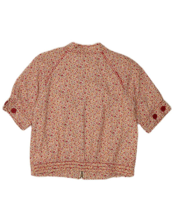 Giubbotto bomber corto da donna vintage UK 12 medio multicolore floreale
