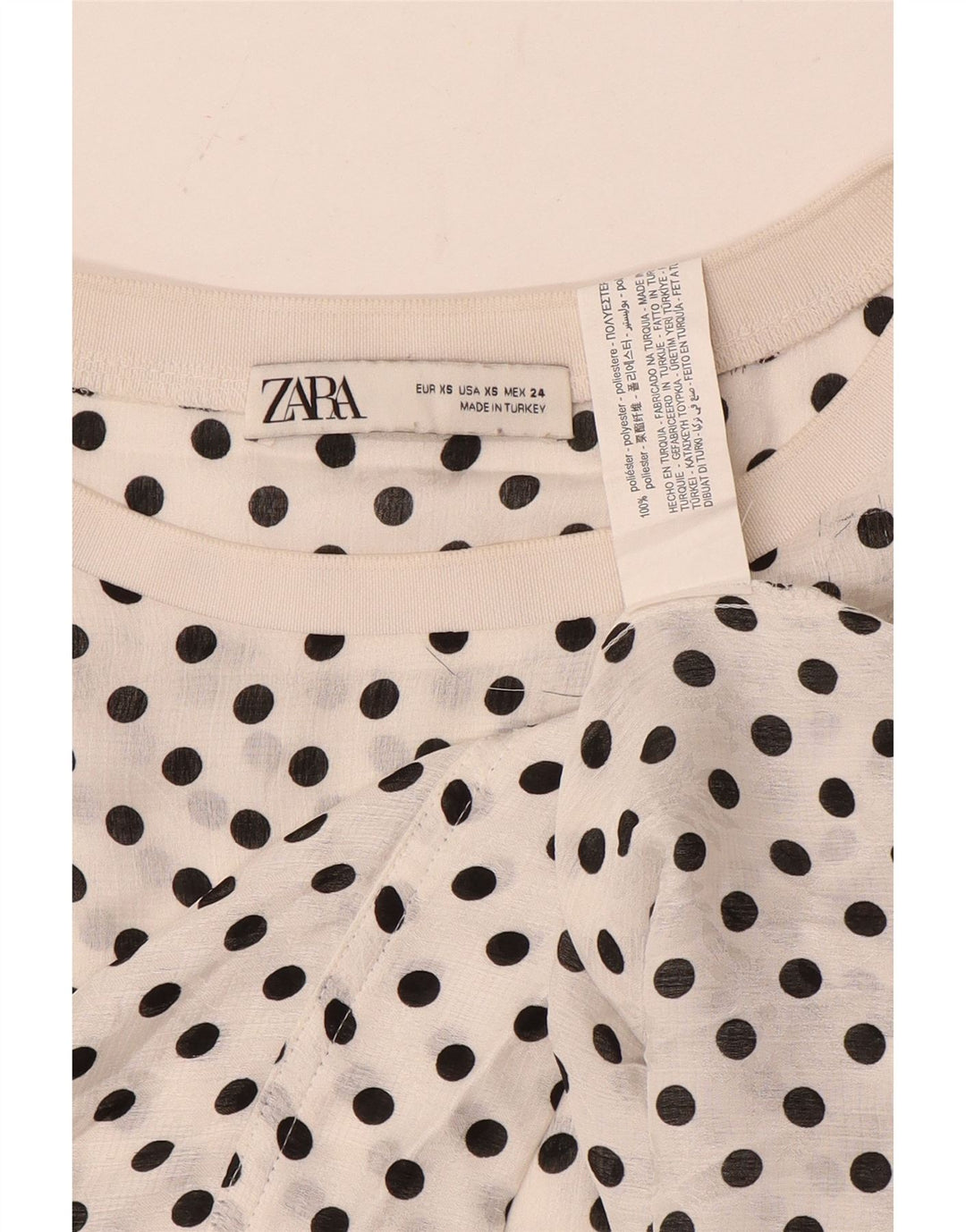 Camicetta oversize da donna Zara UK 6 XS poliestere bianco a pois
