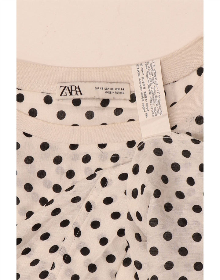 Camicetta oversize da donna Zara UK 6 XS poliestere bianco a pois